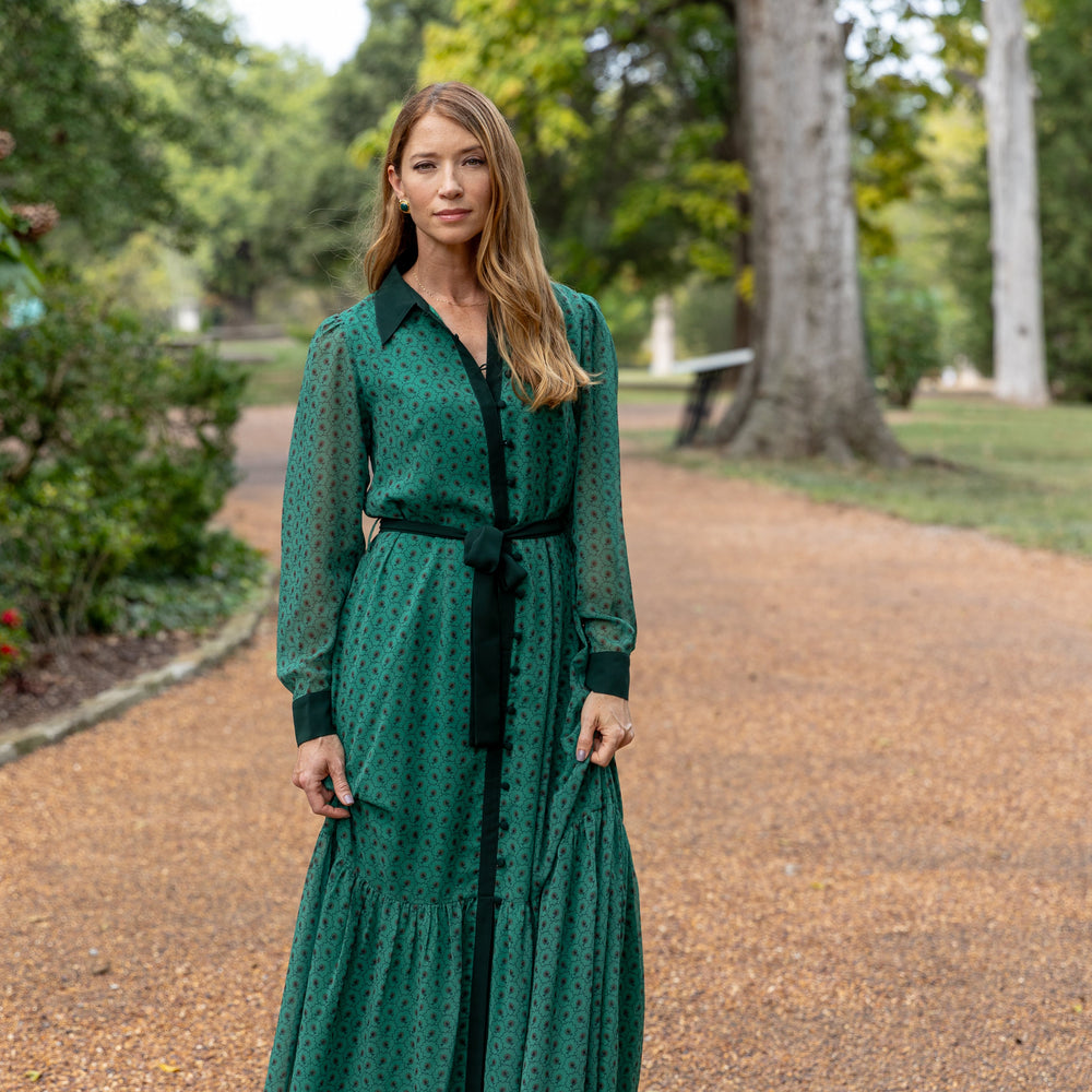 
                      
                        THE ASHTON DRESS - GREEN FLORAL
                      
                    