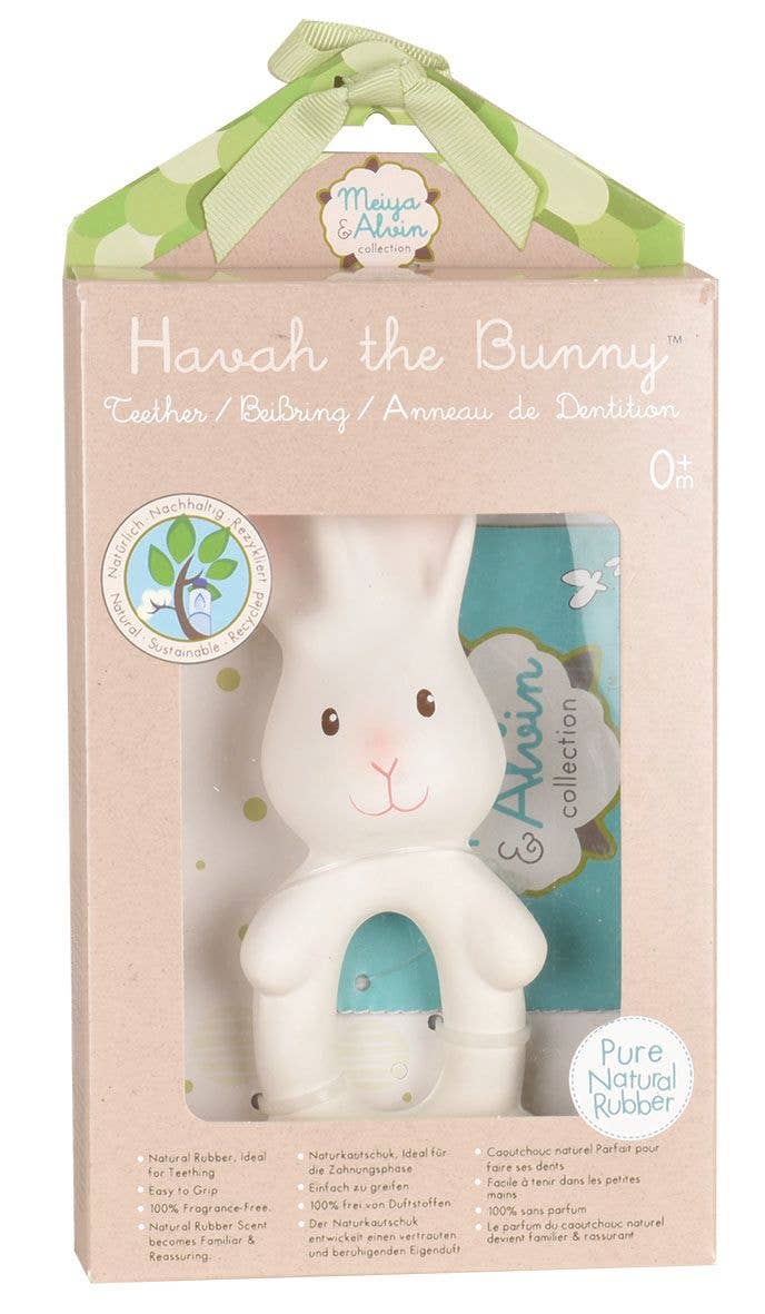 Eco-friendly Havah bunny toy, BPA-free and perfect for newborns.