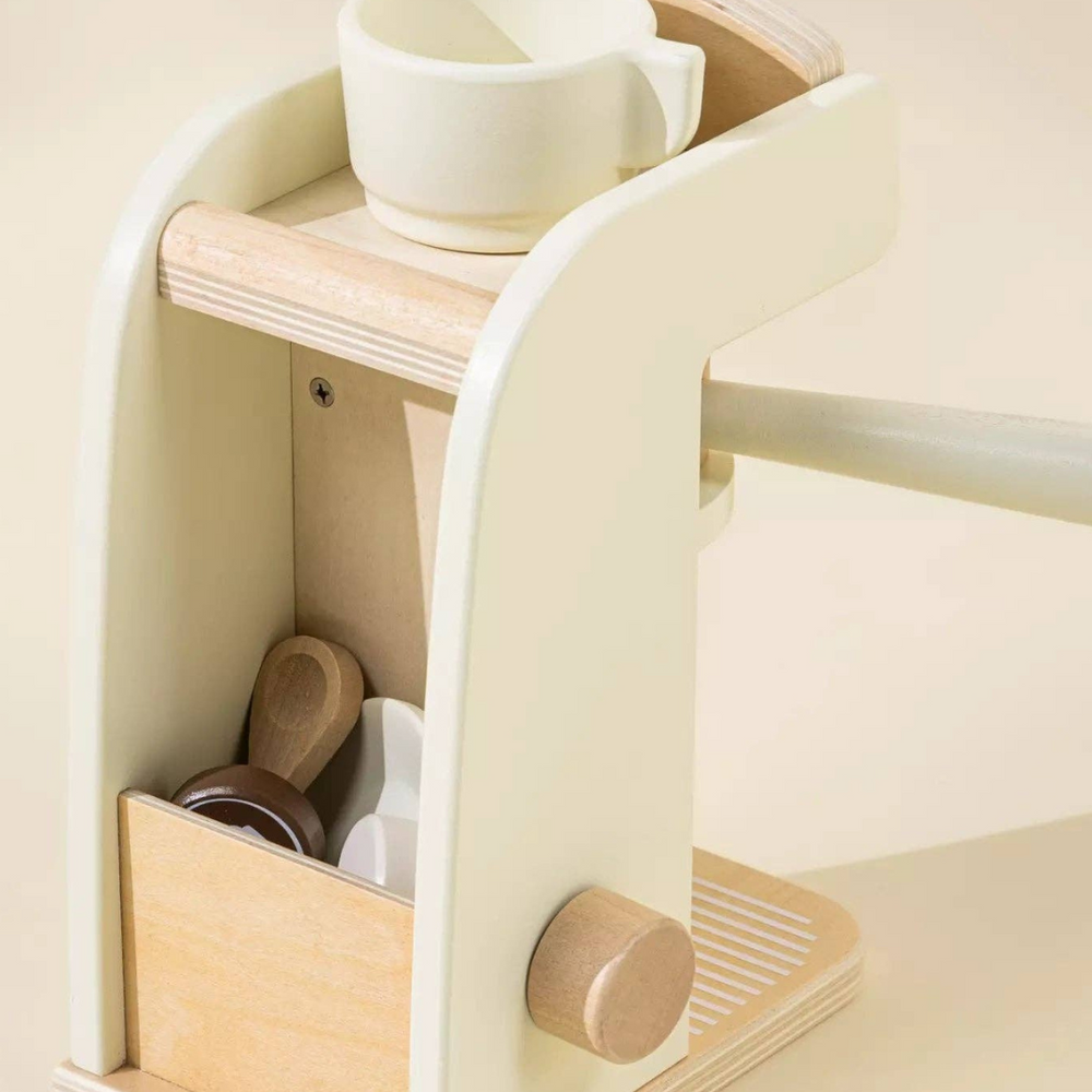 
                      
                        Back view of the Wooden Coffee Maker showing its storage capabilities for coffee pods and accessories, ensuring an organized and fun play experience for kids while enhancing their creativity.
                      
                    