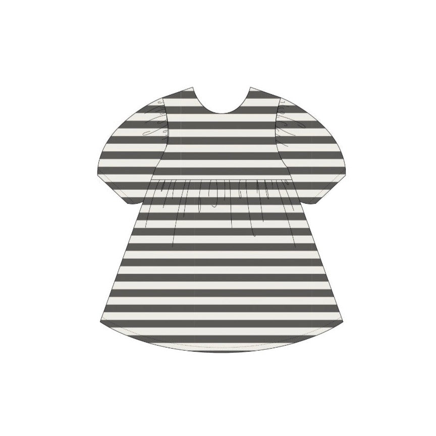 Organic Black & White Stripe Waffle Babydoll Baby & Toddler Dress by Quincy Mae