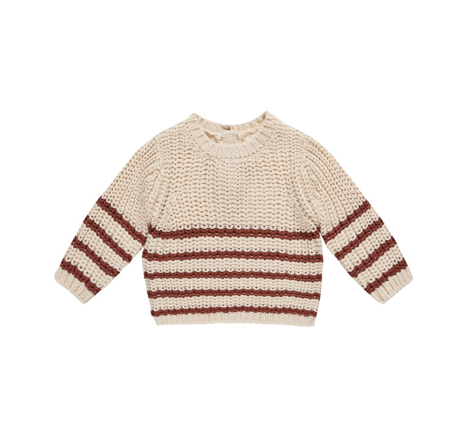 18-24 Months - Rex Sweater in Cranberry Stripe by Quincy Mae