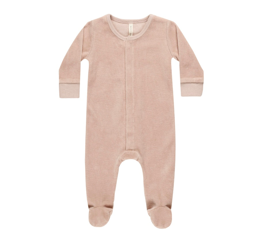 Velour Hidden Snap Organic Footie by Quincy Mae