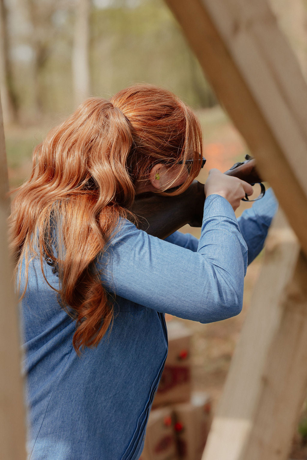 Charlotte Long-Sleeve Cotton Blouse – Dungaree Blue