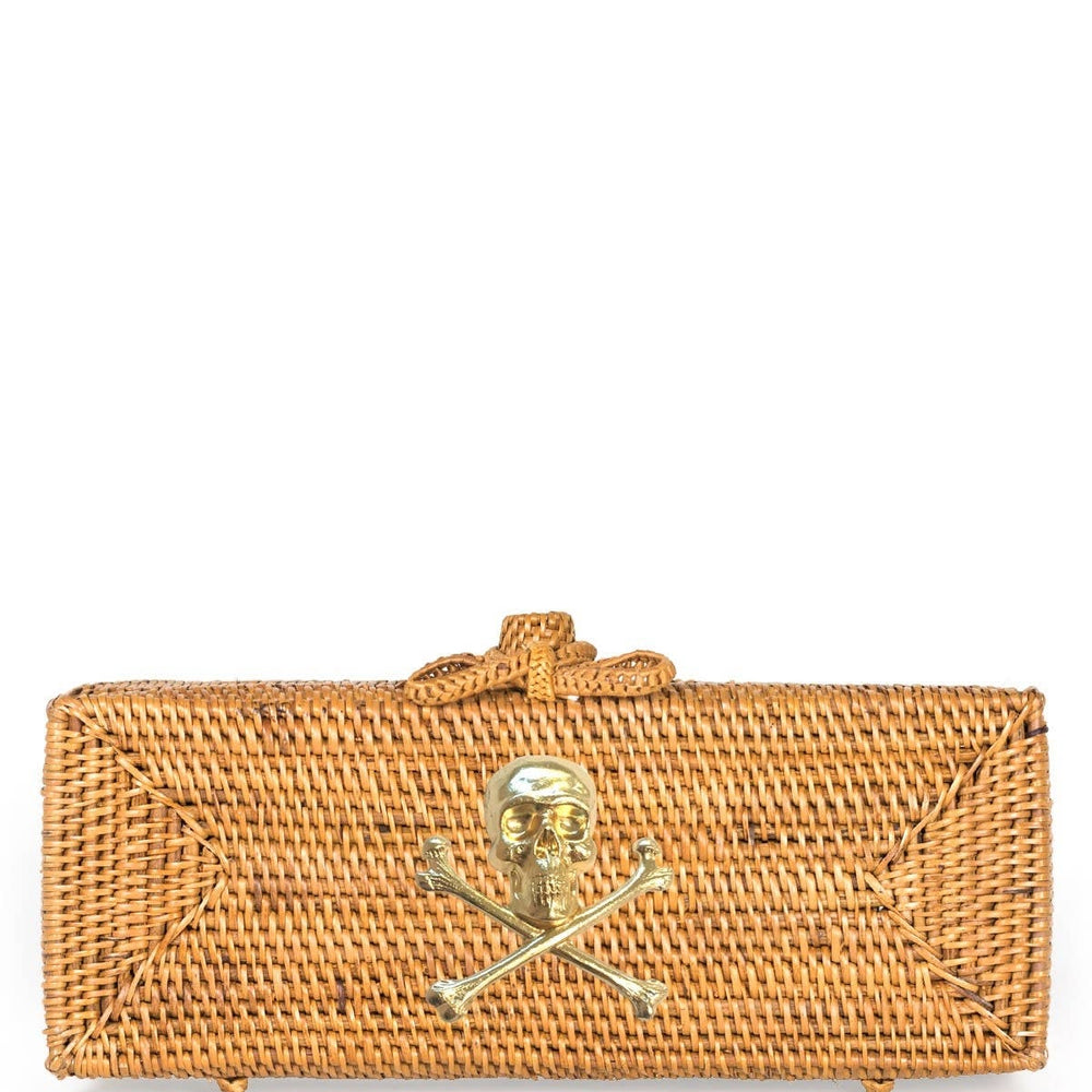 Colette Natural Clutch Purse with Gold Pirate Charm