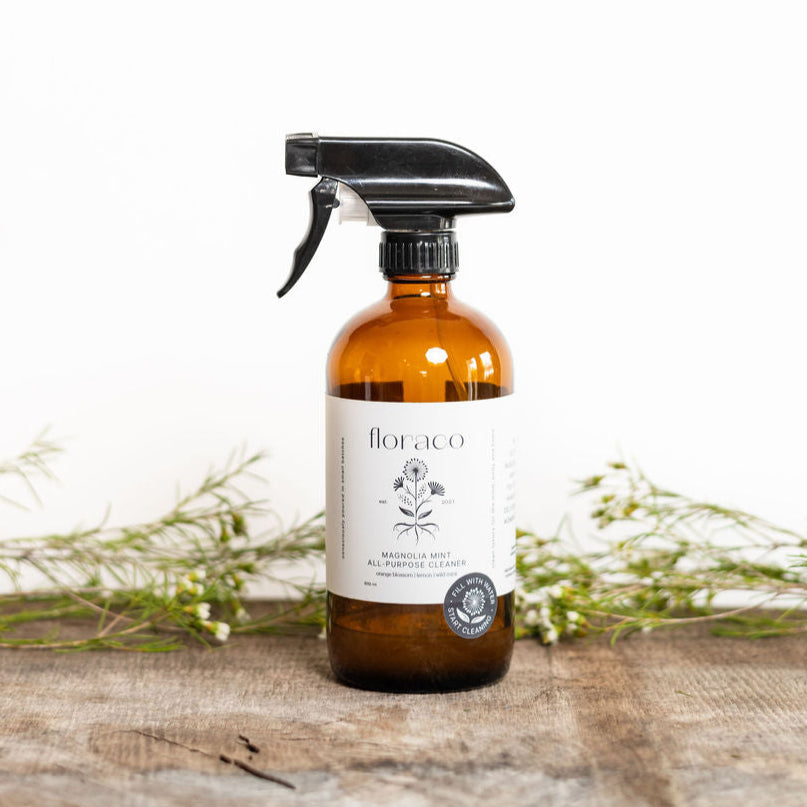 Magnolia Mint Household Cleaner Glass Spray Bottle: Wild Mint, Orange Blossom, Eucalyptus, Lemon, + Citrus Scented