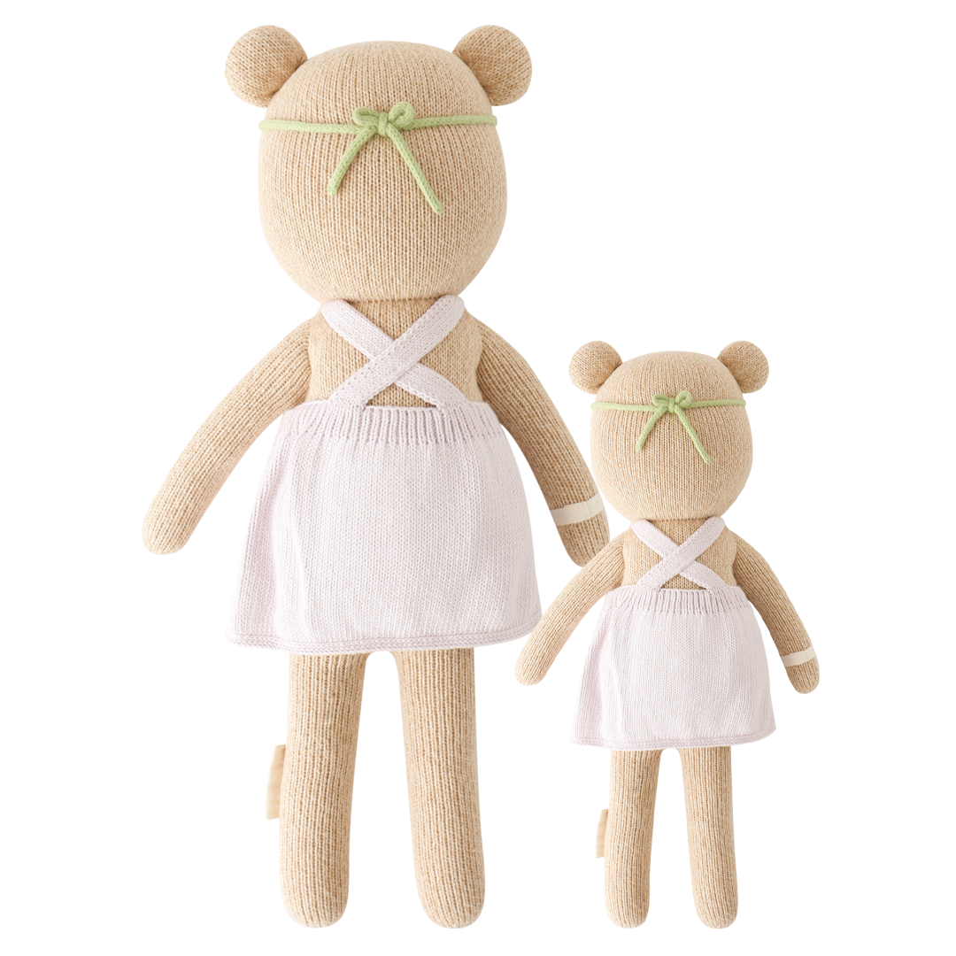 Cuddle+Kind Olivia the Honey Bear, a fair trade handmade doll from Peru in two sizes, little and regular.