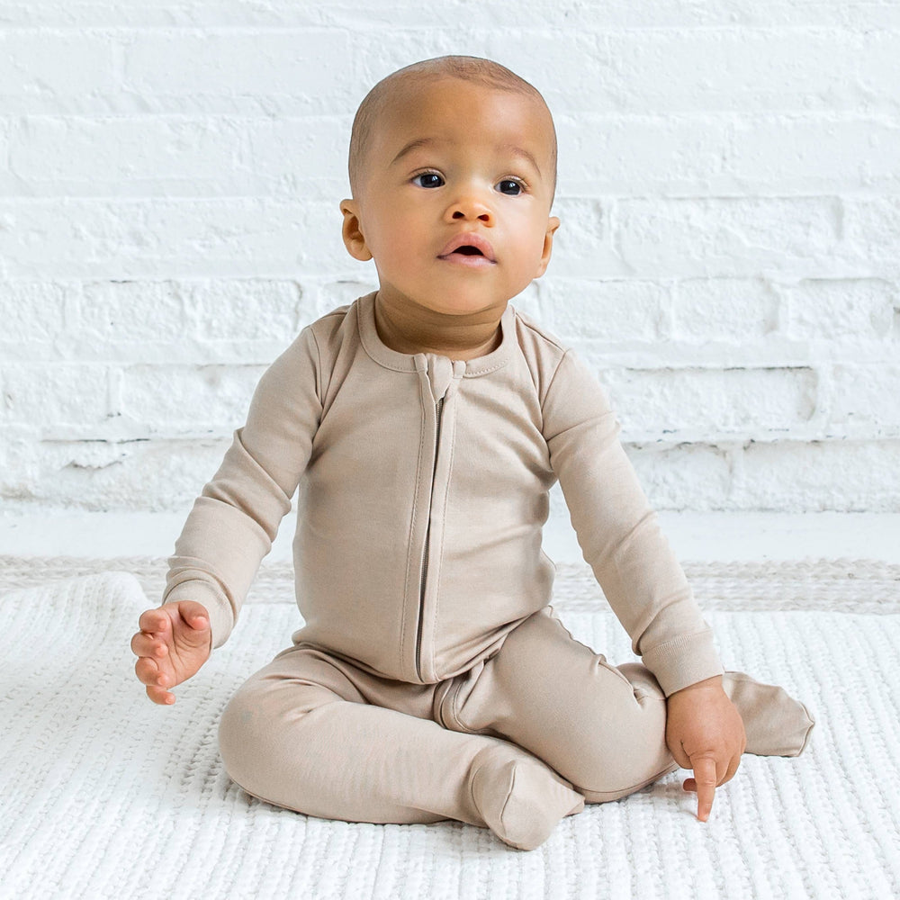 Organic Baby Footed Sleeper in Clay by Colored Organics