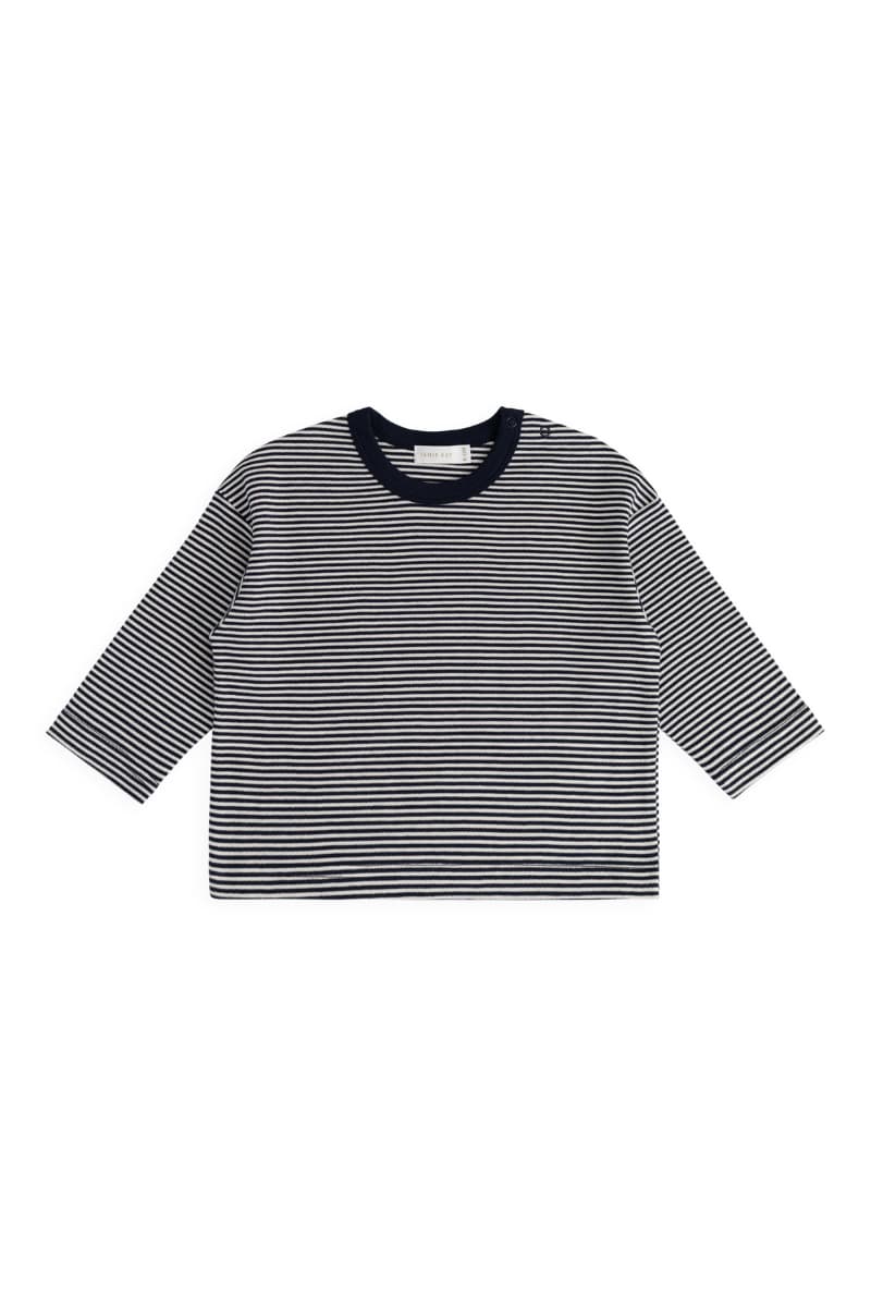 Flaylay of Jamie Kay Pima Cotton Striped Long Sleeve Top for Toddler & Baby Boys on white background. Available at Grace & Haven in Essex, CT or online at graceandhaven.co