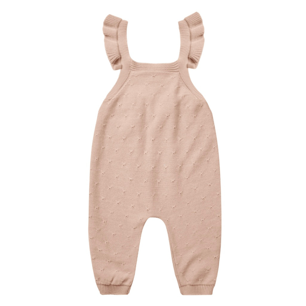 Rosebud Pointelle Knit Overalls Romper - Grace & Haven