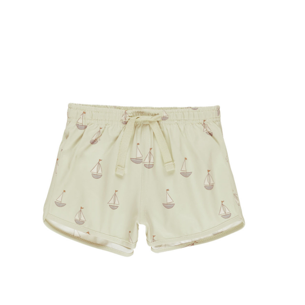 
                      
                        A detailed flatlay of the Quincy Mae Boys' Swim Shorts in Sailboats, showcasing the charming nautical sailboat print on a muted green background. Designed with lightweight, quick-drying fabric, an elastic waistband with an adjustable drawstring, and a soft inner lining for ultimate comfort. Perfect for beach days, poolside fun, and warm-weather adventures.
                      
                    