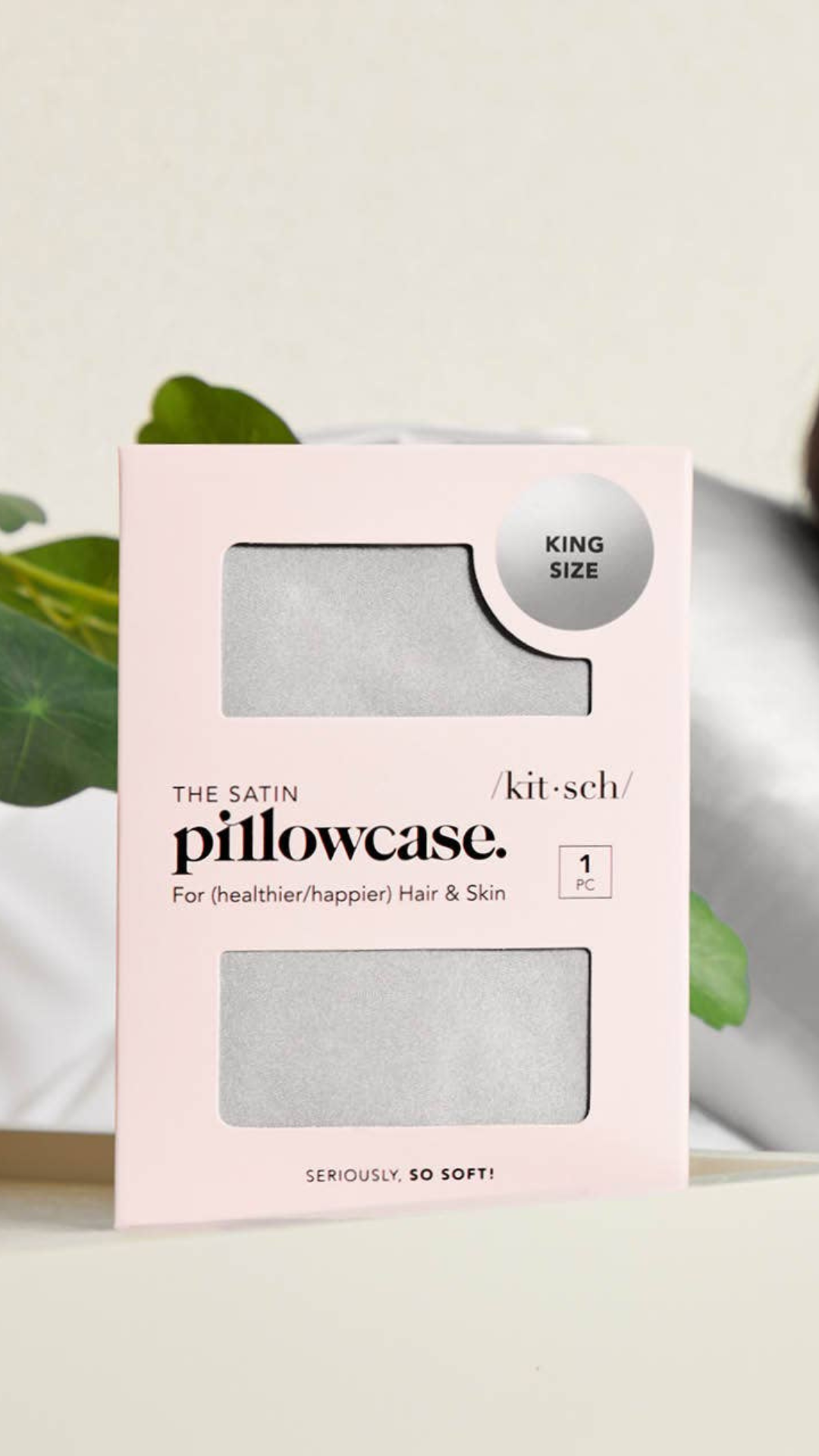 Satin Pillowcase King in silver color. 