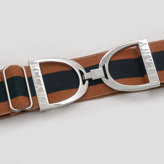 Calucci - 1.5" Silver Stirrup Equestrian Elastic Belt: Standard (Youth - Adult 2XL) - Grace & Haven