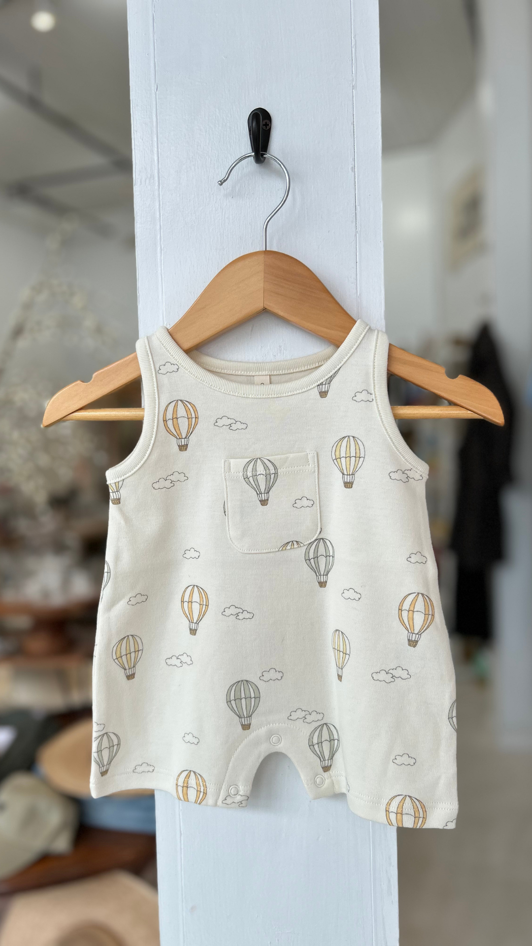 Elevate your little one’s wardrobe with the charming Sleeveless One Piece - Hot Air Balloons by Rylee + Cru.