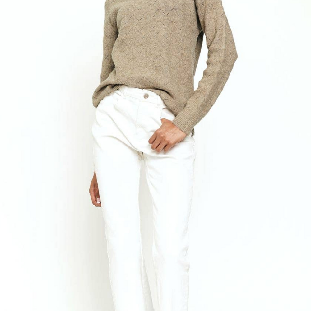 
                      
                        Model wearing the Soft Drop Shoulder Pullover Sweater in size S, demonstrating its relaxed fit and stylish drape.
                      
                    