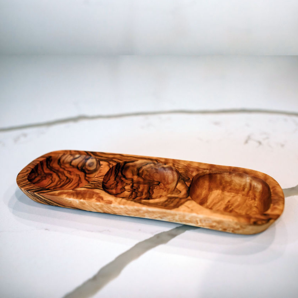 
                      
                        Olive Wood Three Section Tray - Grace & Haven
                      
                    