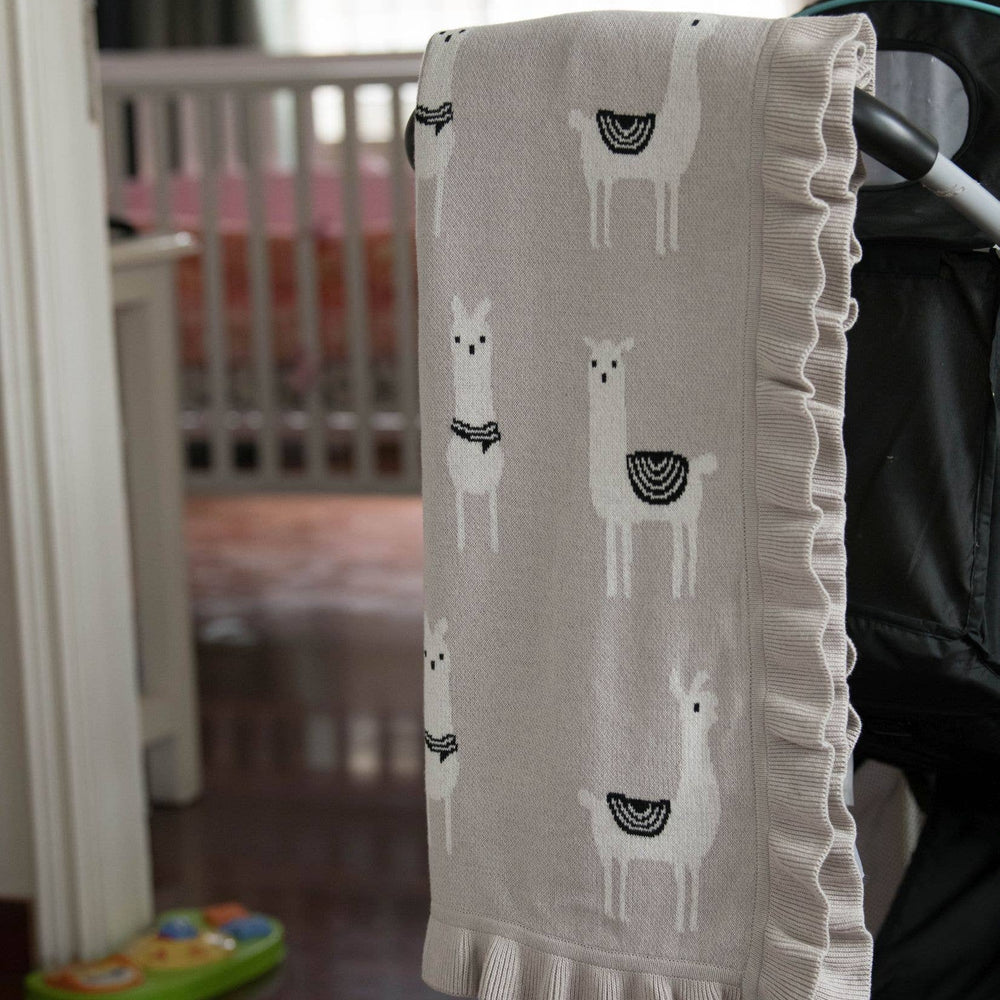 Llama Cotton Knit Baby Blanket