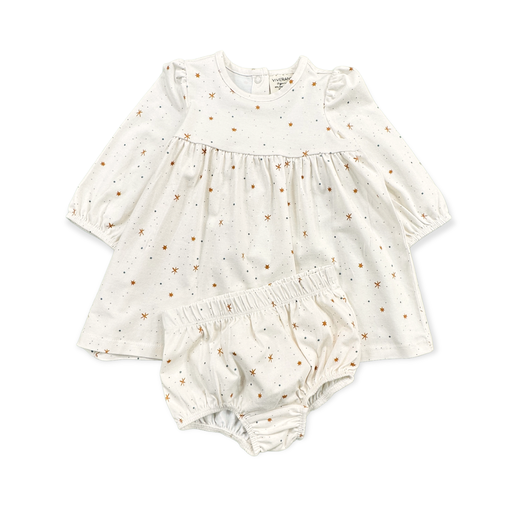 
                      
                        Organic Jersey Stars Flare Baby Dress + Bloomer Set
                      
                    