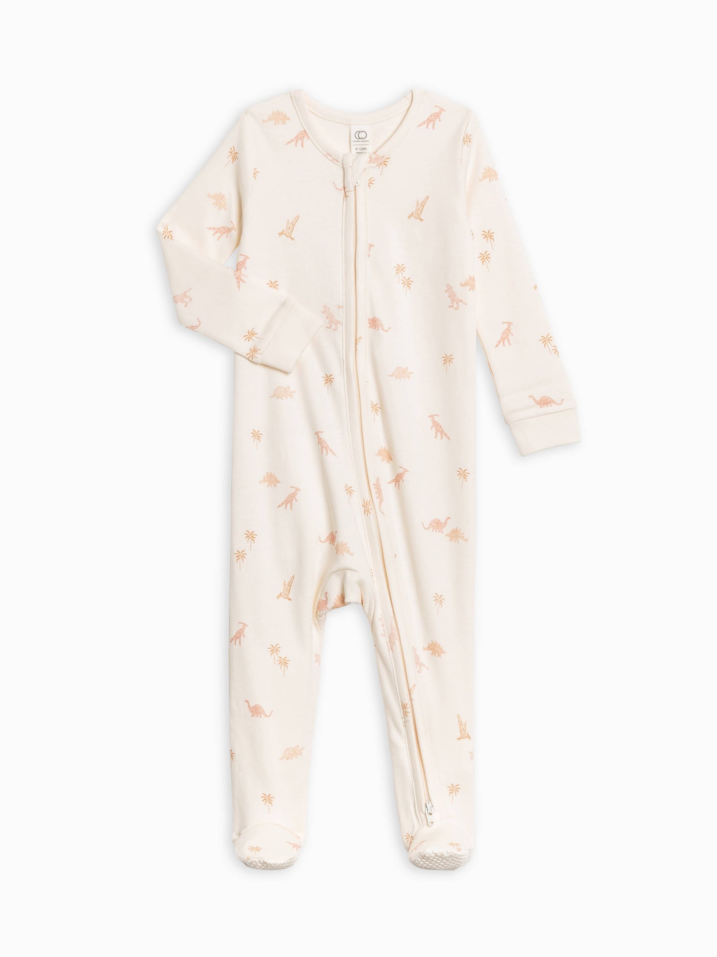 Organic Baby Peyton Footed Sleeper - Dino / Blush