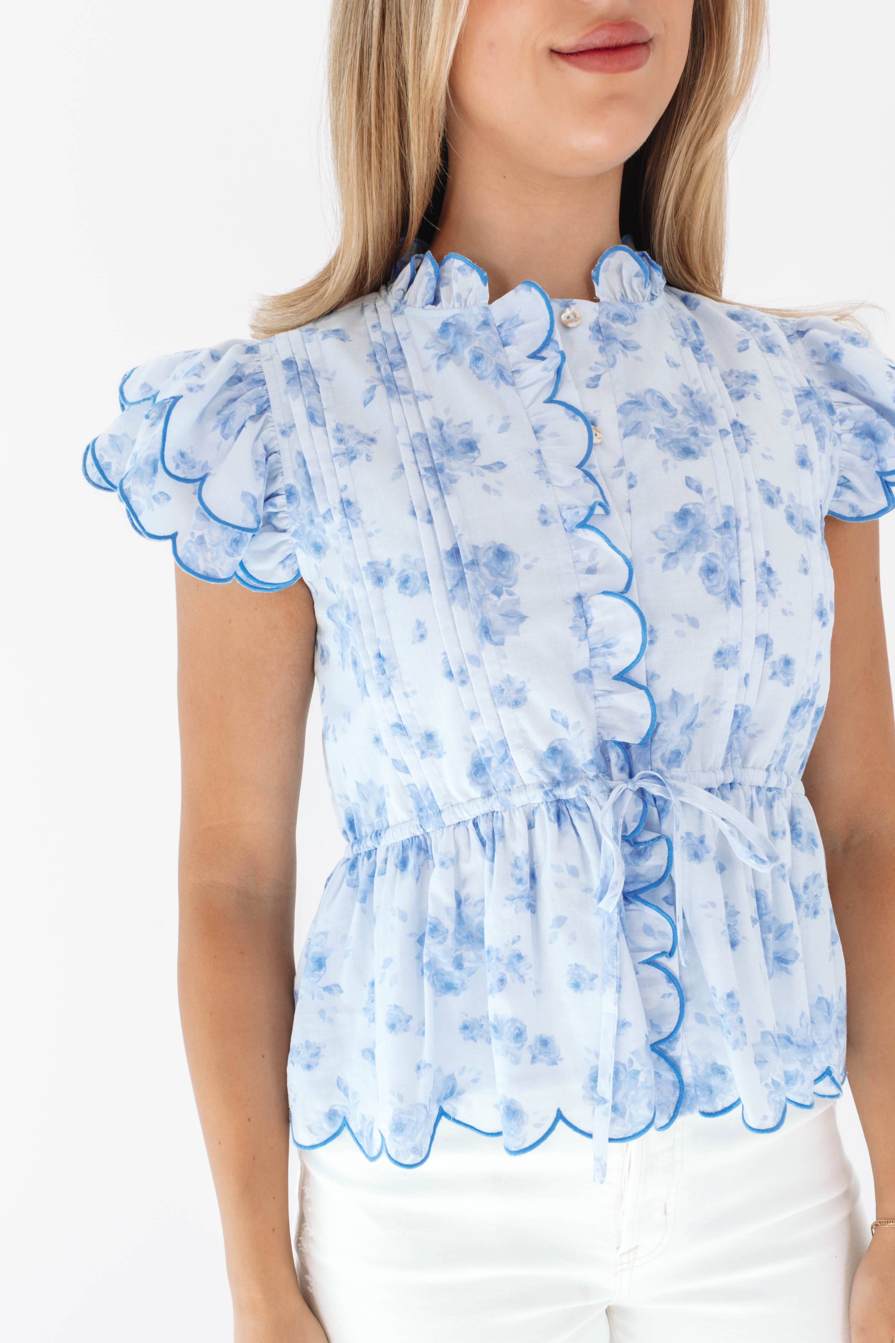 Nicole Scalloped Floral Top for Women | Grace & Haven