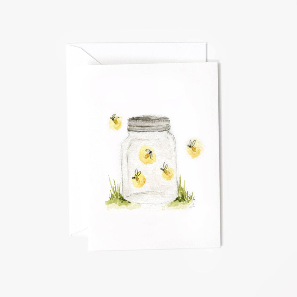 Fireflies Mini Notecard – Petite Watercolor Greeting Card by Emily Lex