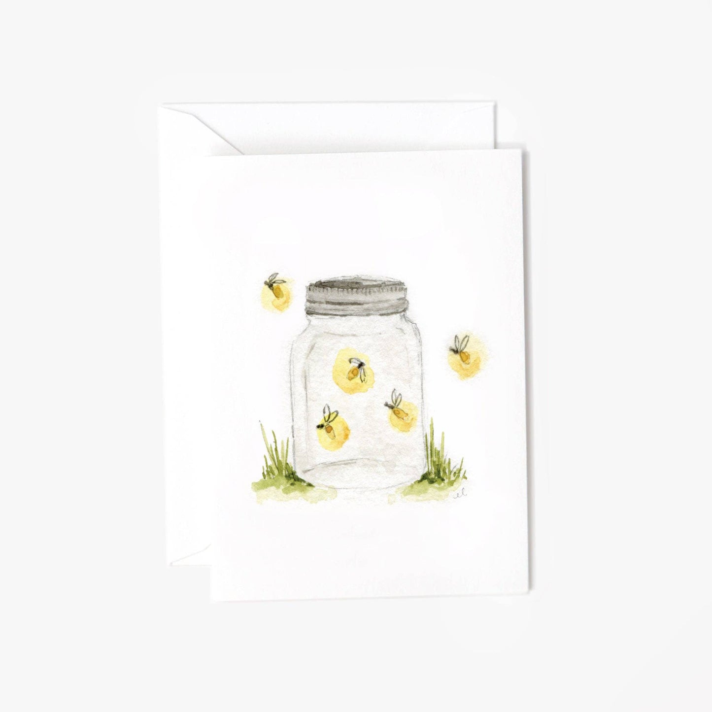 Fireflies Mini Notecard – Petite Watercolor Greeting Card by Emily Lex