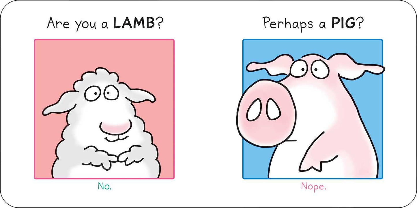 Close-up of playful animal illustrations from Are You a Cow? by Sandra Boynton