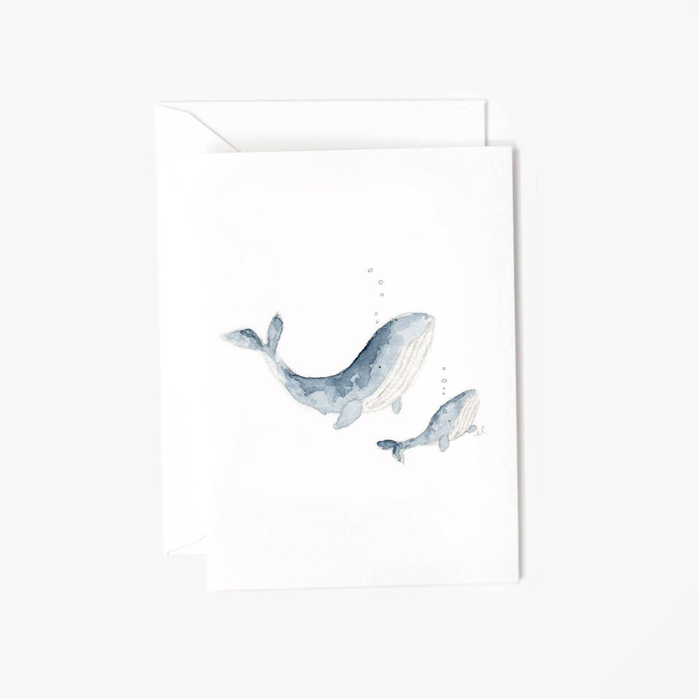 Baby Whale Mini Notecard – Petite Watercolor Greeting Card by Emily Lex
