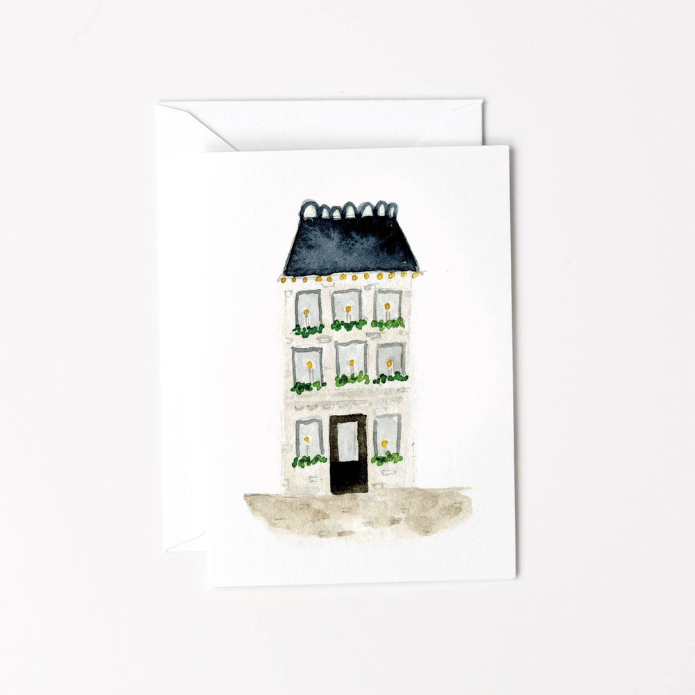 Blue roof house mini notecard