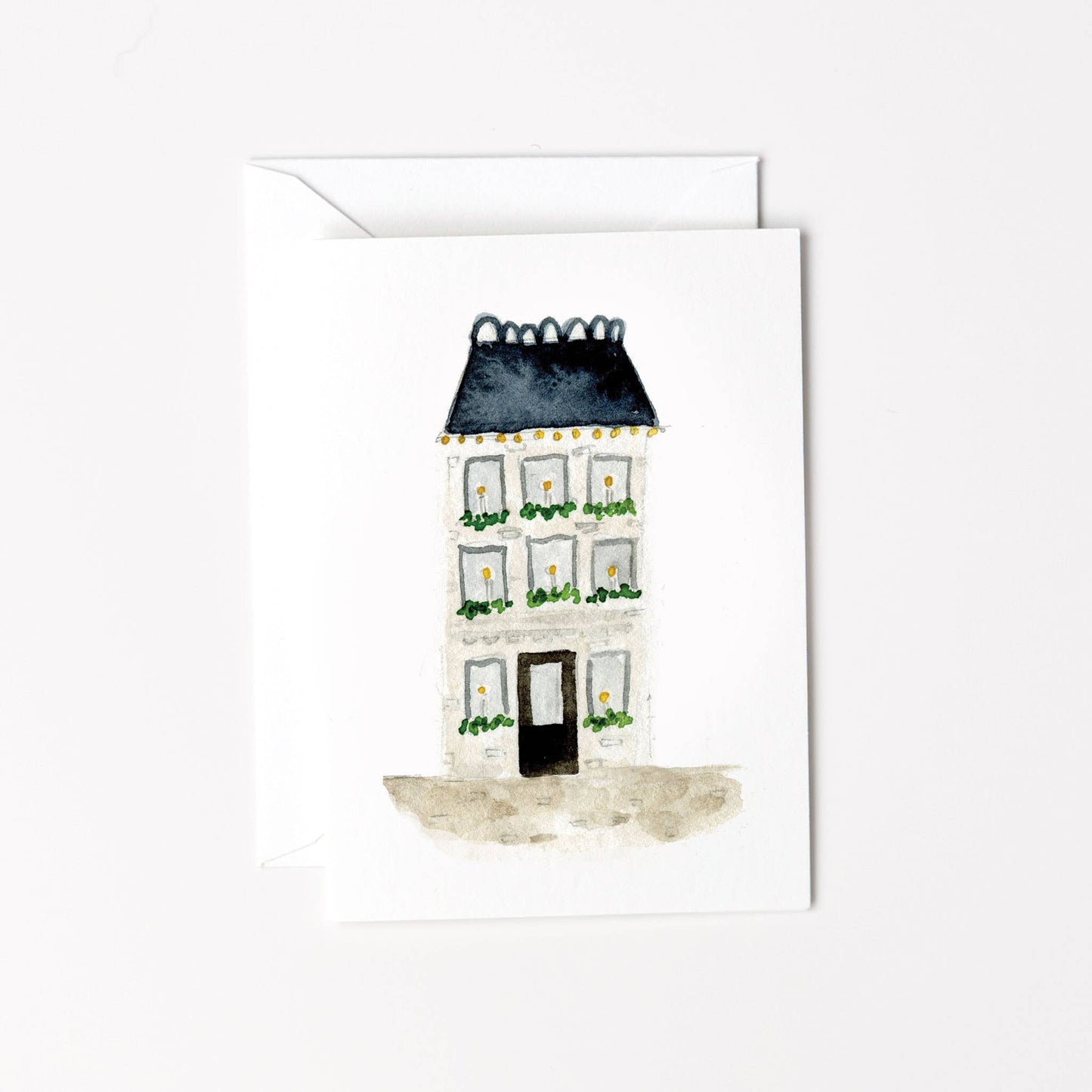 Blue roof house mini notecard