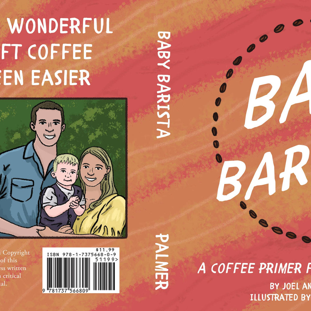 
                      
                        Baby Barista Board Book – cover and back view – a charming board book introducing little ones to the world of coffee with colorful illustrations and simple text. Perfect for teaching toddlers about daily routines and the magic of coffee culture in a fun and engaging way.
                      
                    