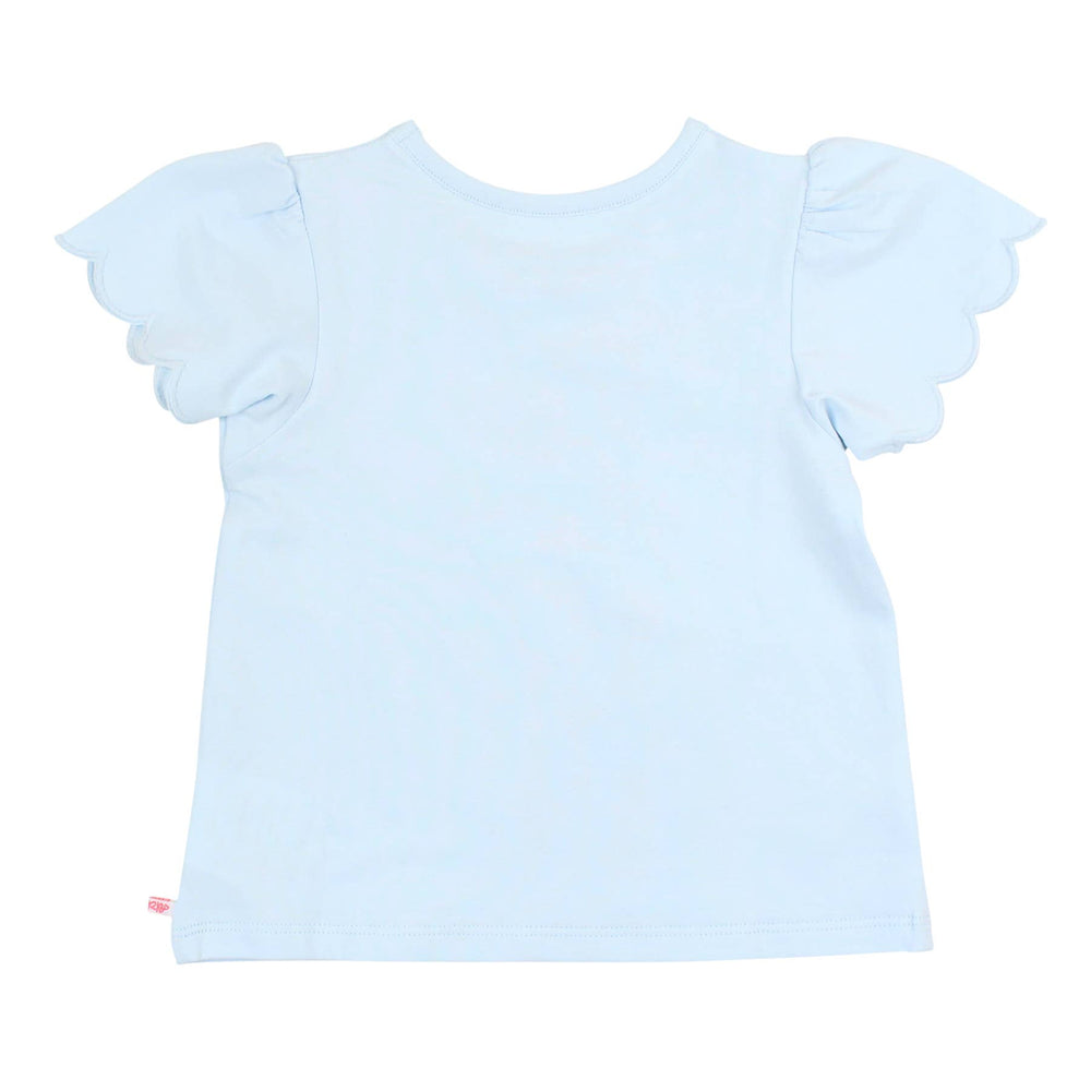 
                      
                        Back view of baby girls light blue bodysuit in flat lay, highlighting stretch and breathable cotton blend
                      
                    