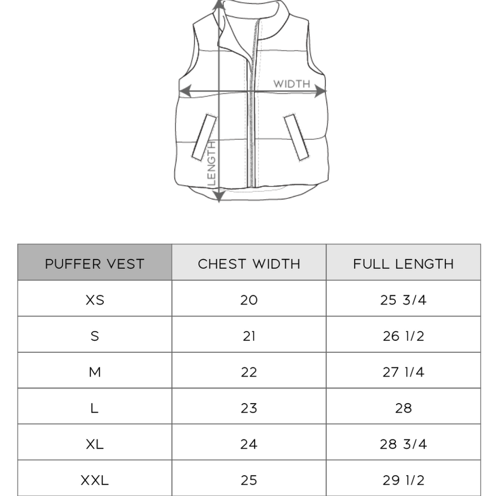 
                      
                        Size chart for Baby & Toddler Ditsy Floral Puffer Vest, assisting parents in selecting the right fit for their little ones’ fall and winter wardrobe.
                      
                    