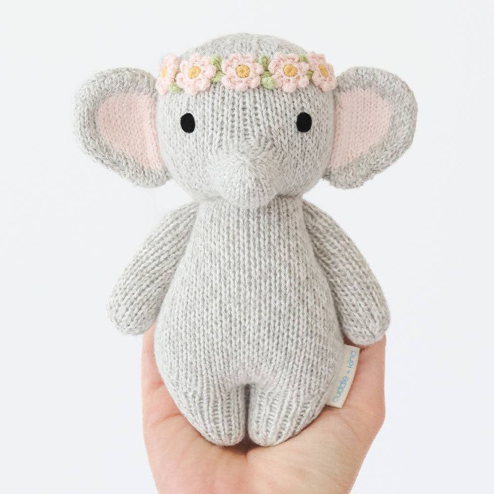 Baby Elephant (Blush Floral) – Hand-Knit Stuffed Animal | Gives 5 Meals