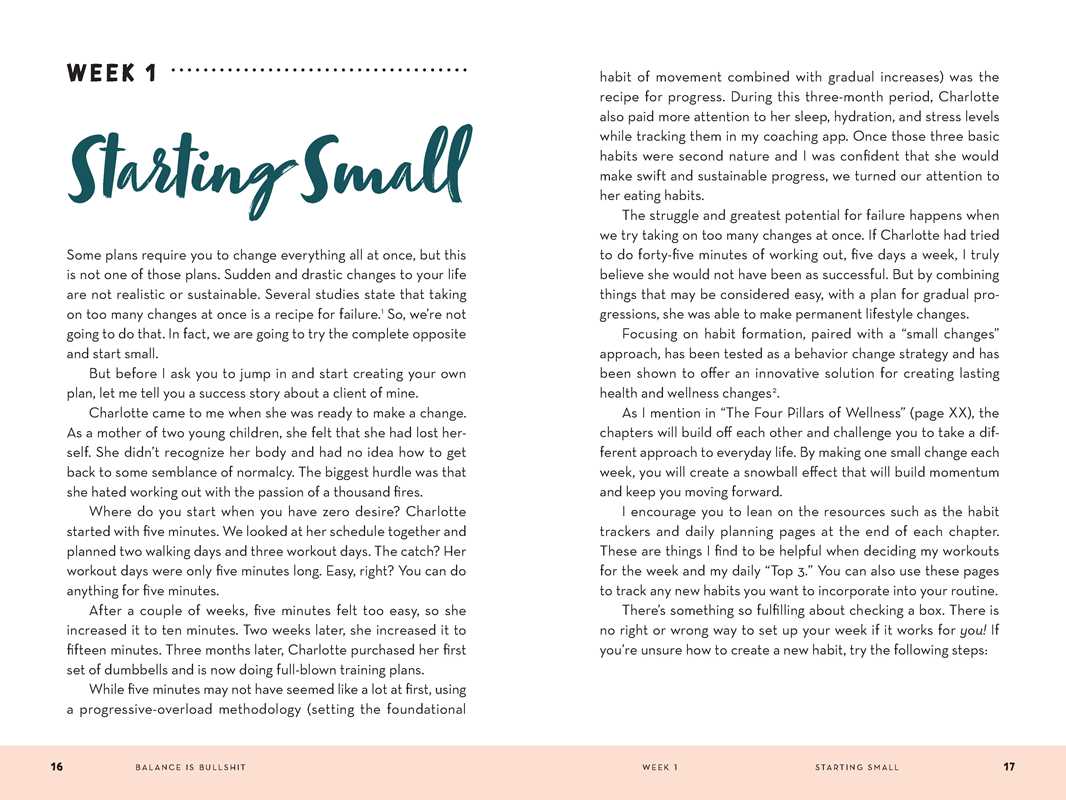 Open pages of week-at-a-glance planner and motivational journal prompts from Balance Is Bullshit