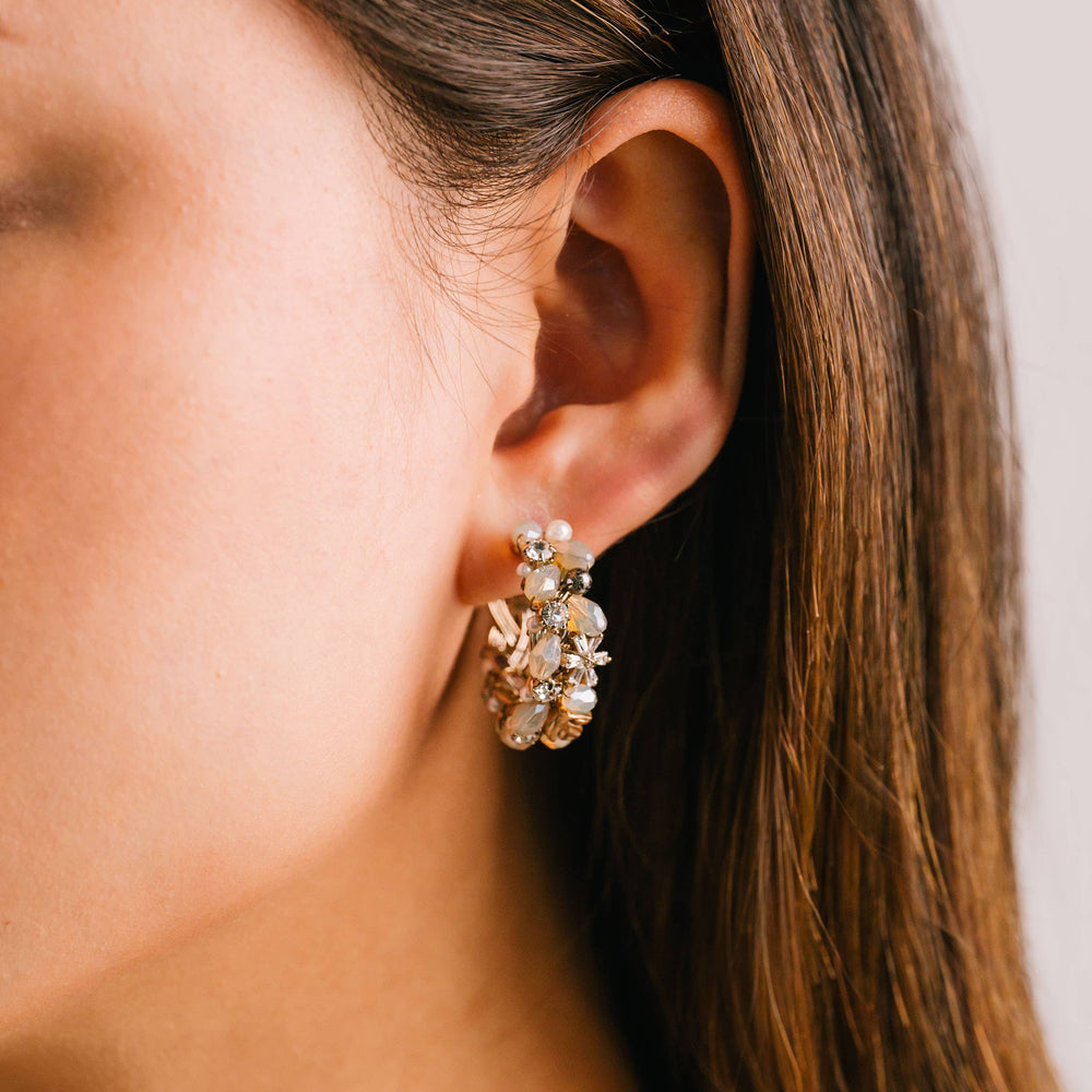 Meadow Crystal Hoop Earrings: White - Grace & Haven