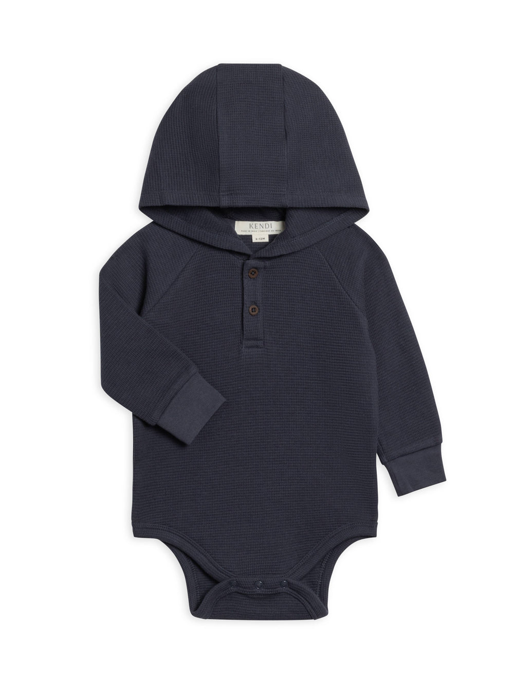 Cole Waffle Knit Hooded Bodysuit - Navy