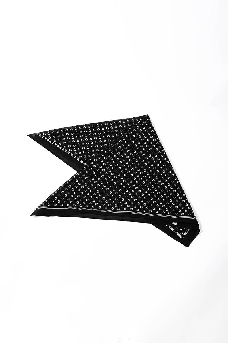 Black patterned bandana on a white background