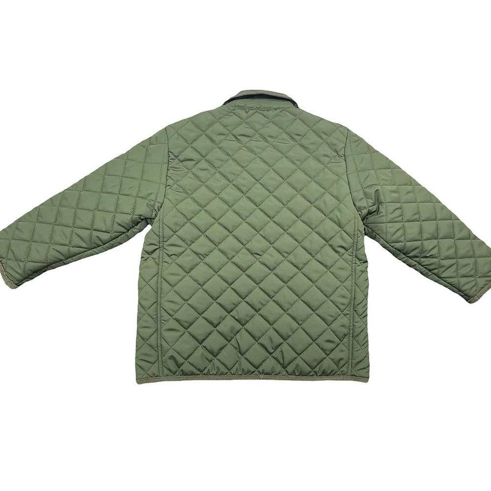 
                      
                        Back flat lay of Boys Derby Field Jacket in green, showing full back view and structured design for active kids.
                      
                    