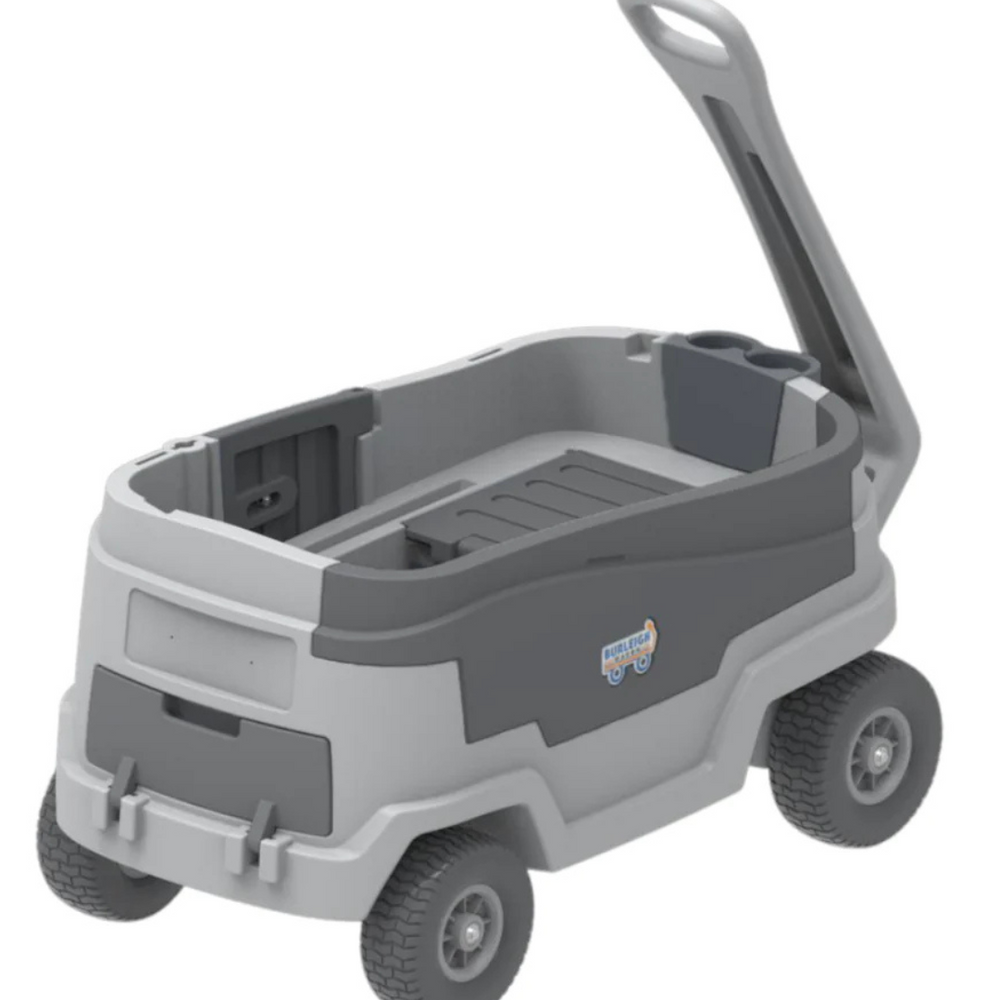 
                      
                        Burleigh Wagon Kids Stroller & Beach Wagon in Slate Grey, featuring a built-in cooler for easy storage and transport.
                      
                    