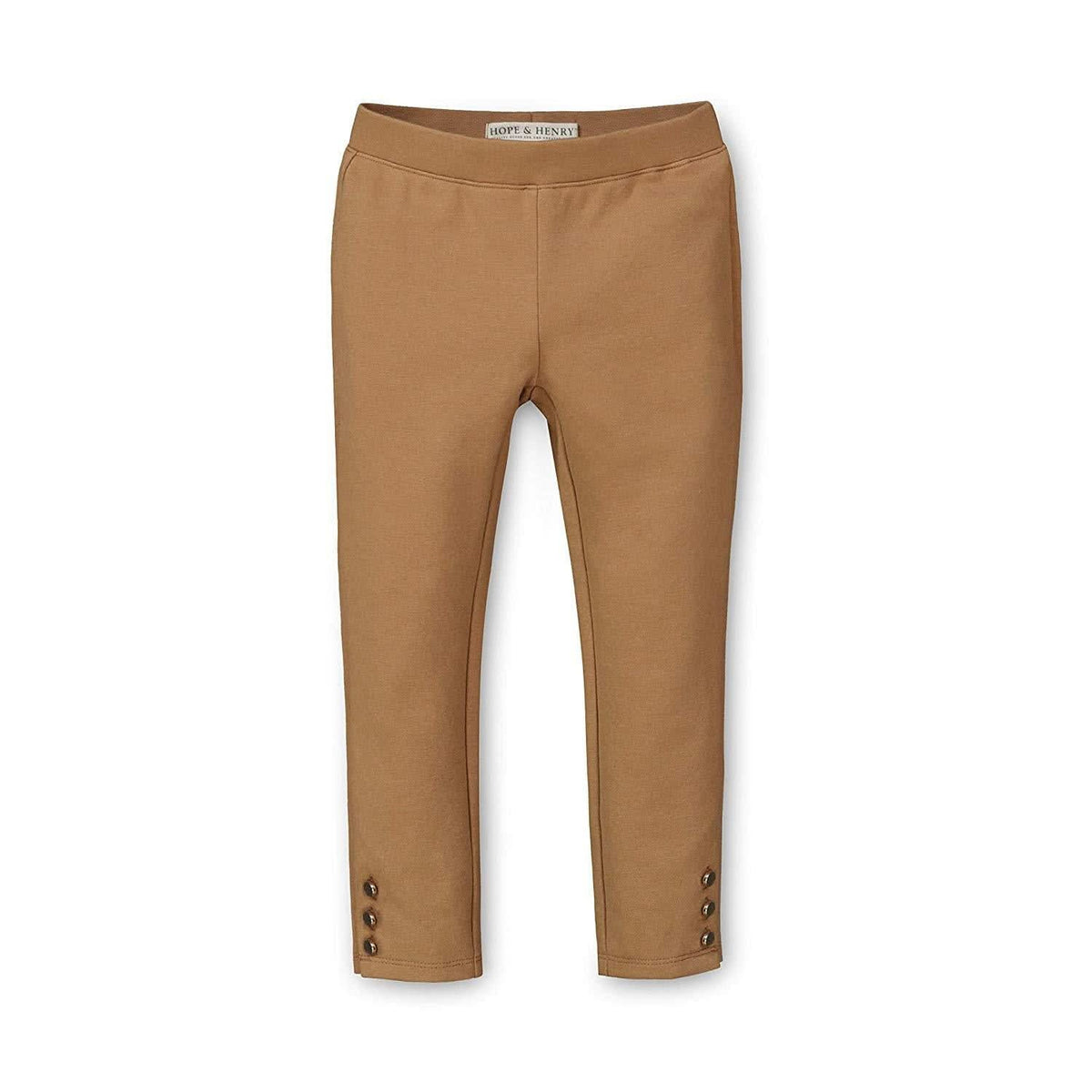 Hope & Henry Baby Girls' Organic Cotton Blend Ponte Pants in Honey Brown