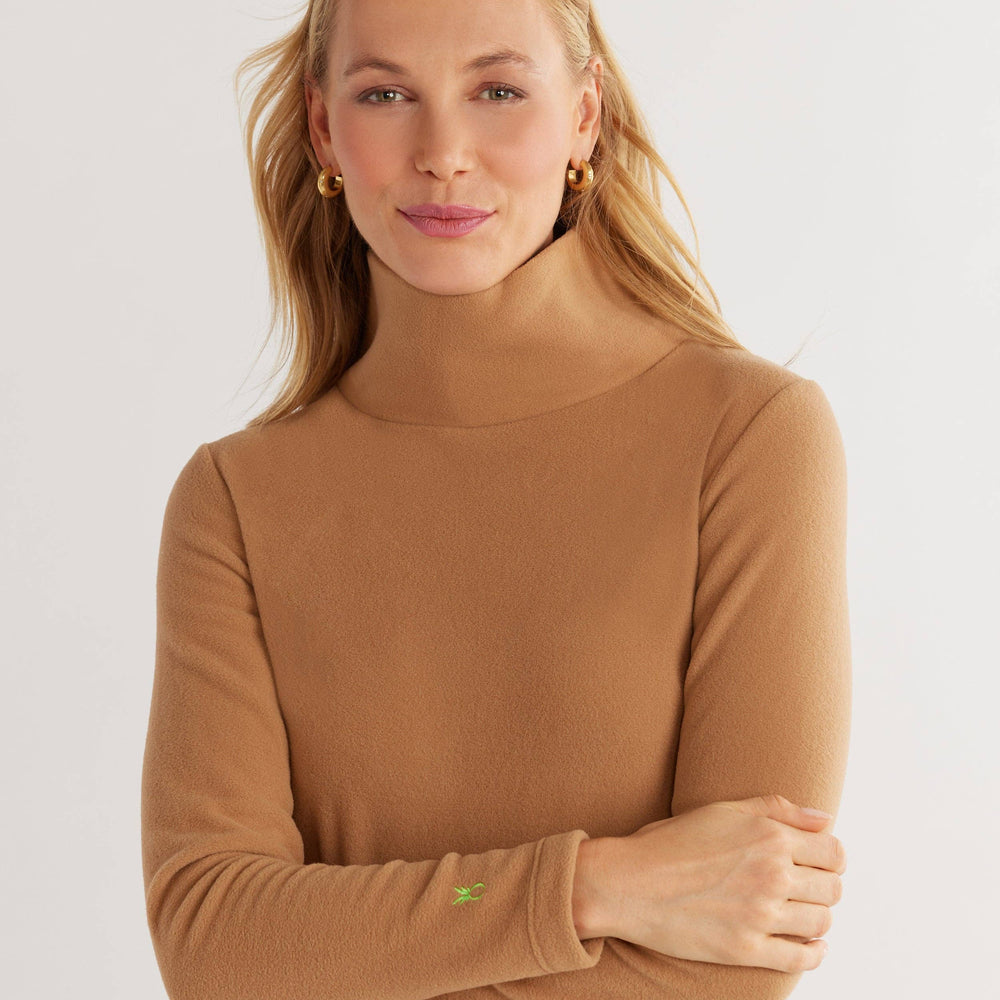 
                      
                        Cobble Hill Turtleneck – Camel Vello Fleece with Tunic Length & Pockets
                      
                    