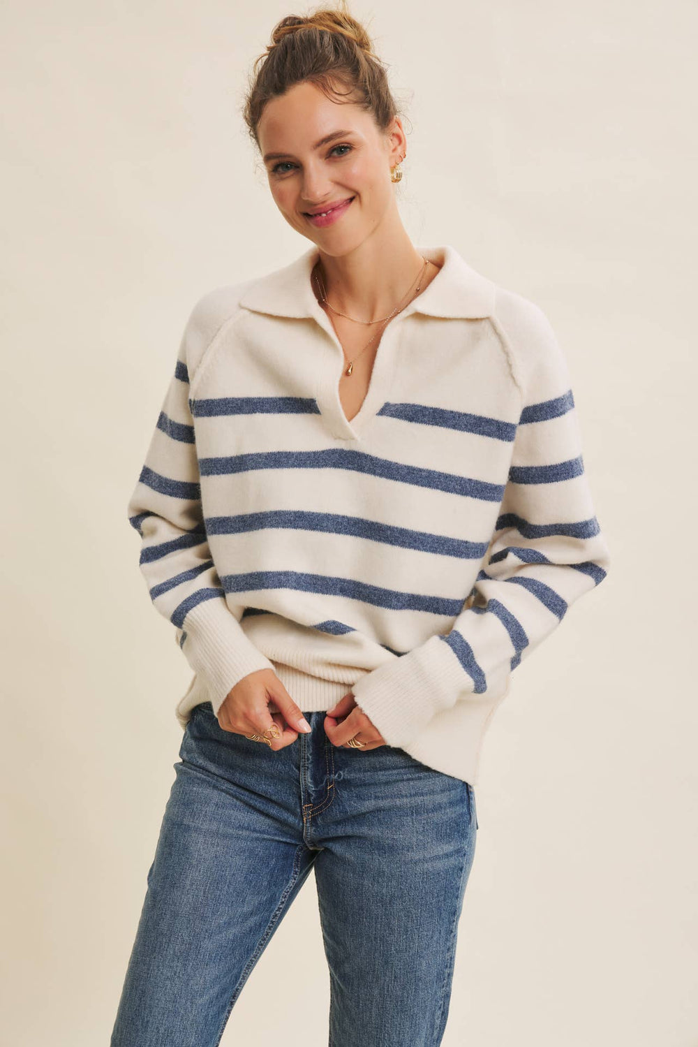 Cozy Classic Recycled Poly Wool Blend Stripe Sweater – Elevated, Sustainable Warmth