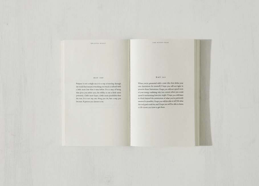 Interior pages of The Pivot Year daily meditation book