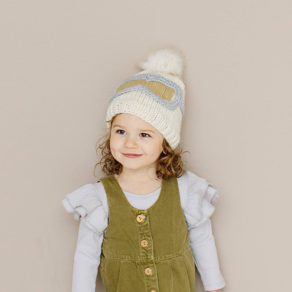 Ski Goggles Beanie, Cream Baby Kids Christmas Holiday Hat