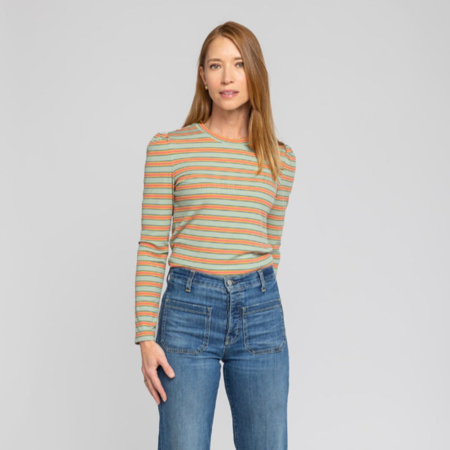 Dylan knit top styled with denim for everyday wear