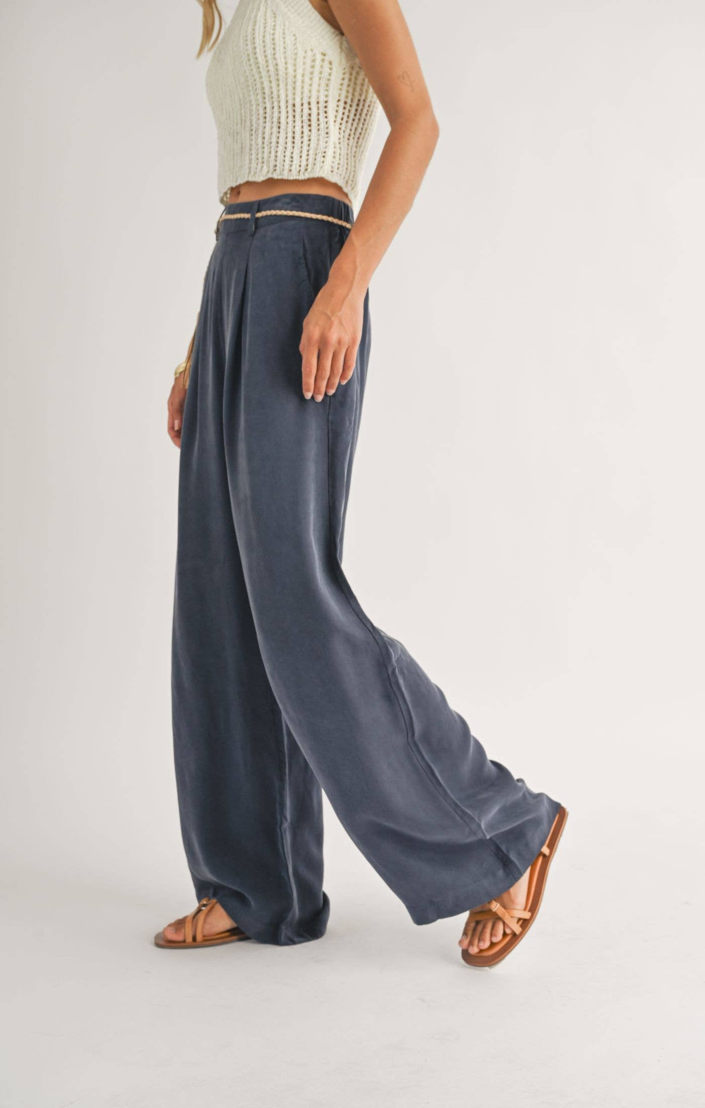 Heritage Wide Leg Pants: NAVY - Grace & Haven