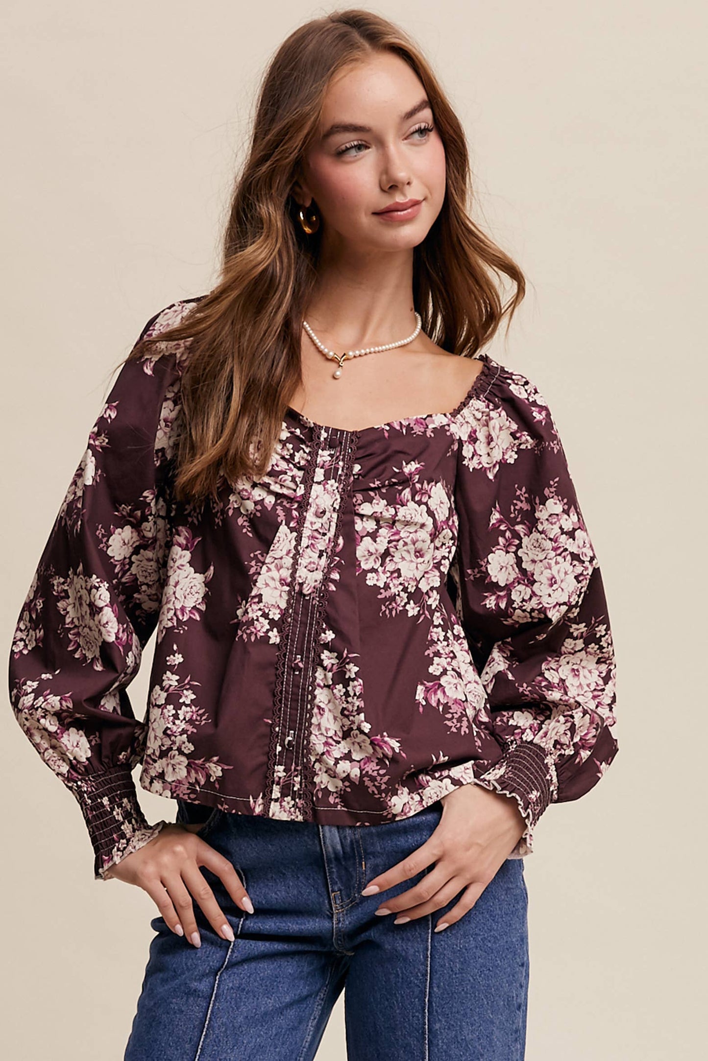 Floral Puff Sleeve Blouse