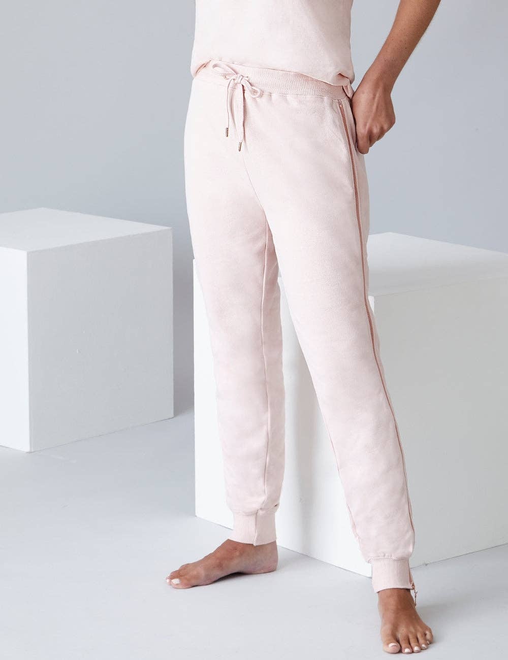 Lulu Side Zip Joggers - Blush - Grace & Haven