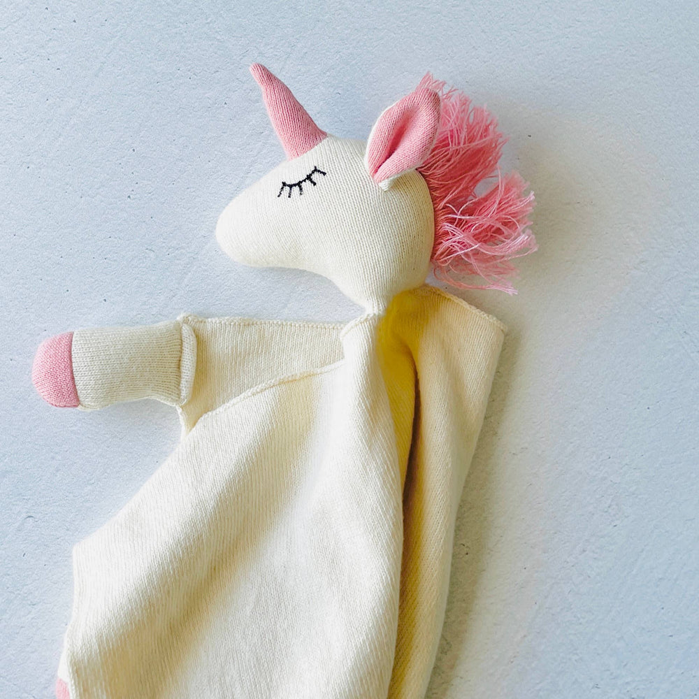 Unicorn Organic Baby Lovey Security Blanket - Soft Cotton Cuddle Cloth for Infants