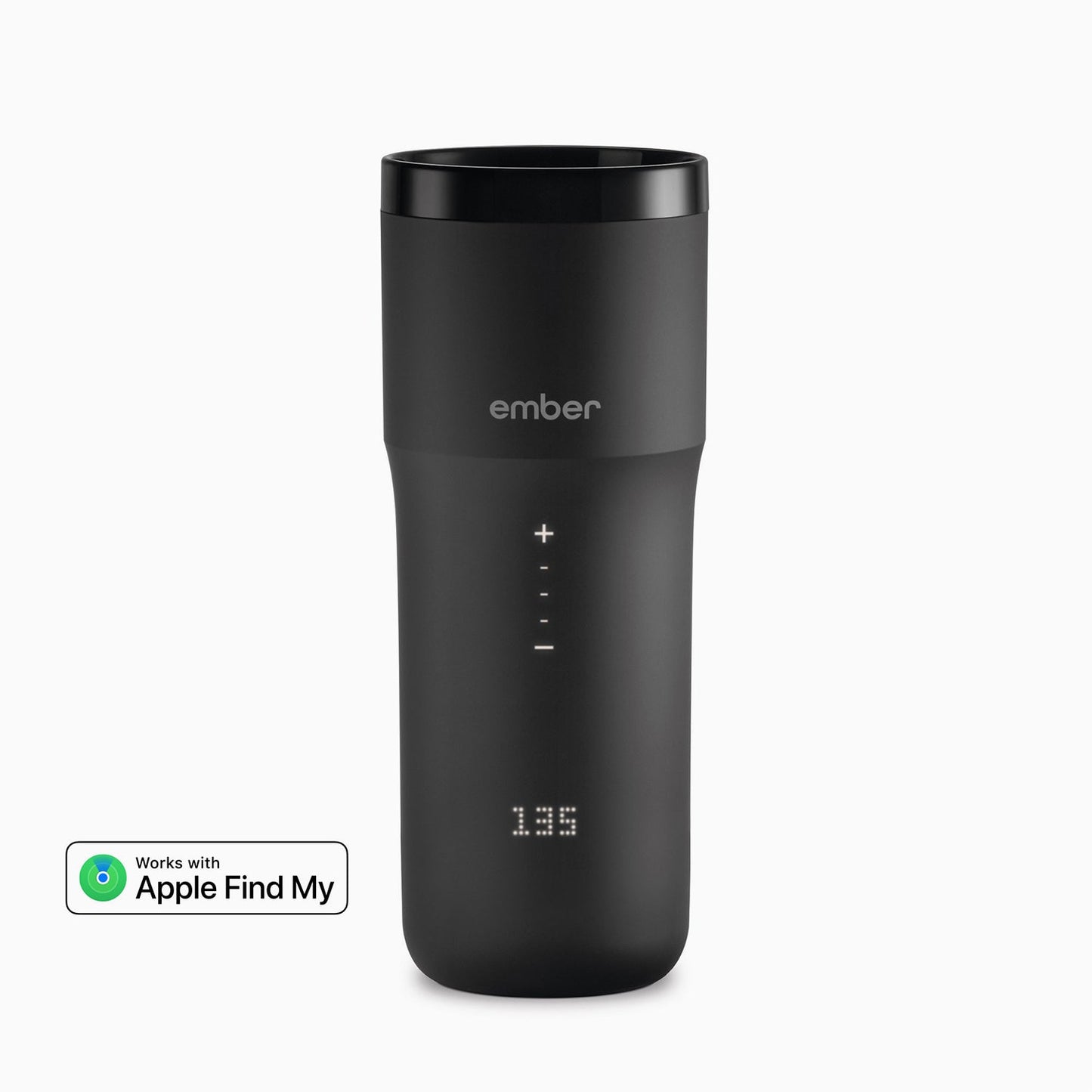 Black Ember Travel Mug 2 Plus smart heated travel mug with Find My.